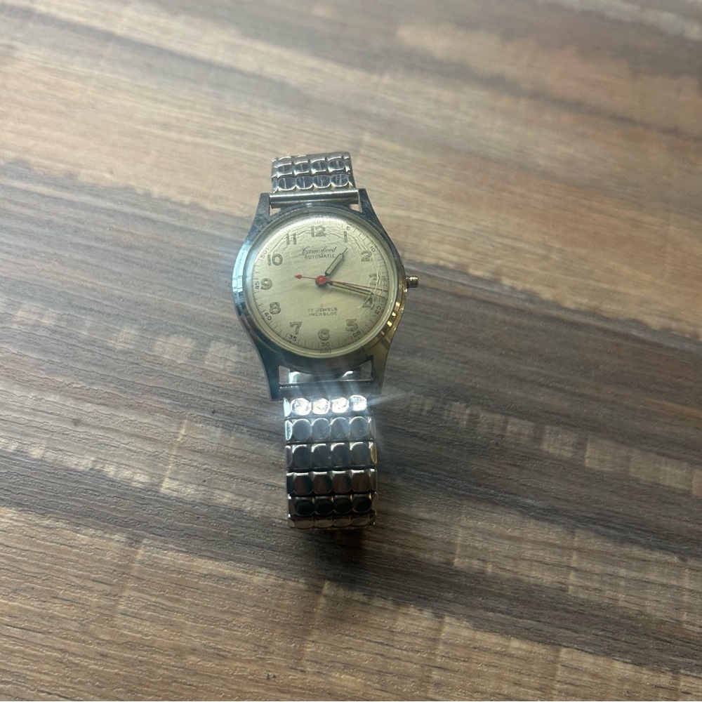 Vintage Men’s Crawford Watch Incabloc 17 Jewels Silver Finish AS-IS
